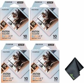 FUJIFILM INSTAX Square Sunset Instant Film (40 Exposures) + Microfiber Cleaning Cloth