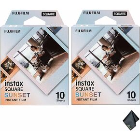 FUJIFILM INSTAX Square Sunset Instant Film (20 Exposures) + Microfiber Cleaning Cloth