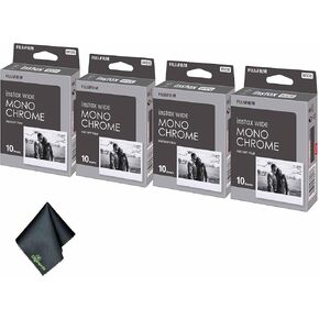 FUJIFILM INSTAX Wide Monochrome Instant Film (40 Exposures) + Microfiber Cleaning Cloth