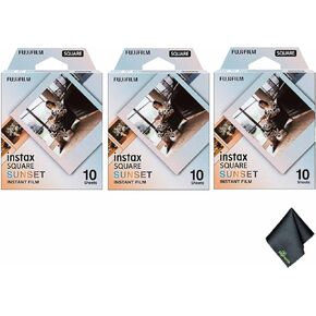 FUJIFILM INSTAX Square Sunset Instant Film (30 Exposures) + Microfiber Cleaning Cloth