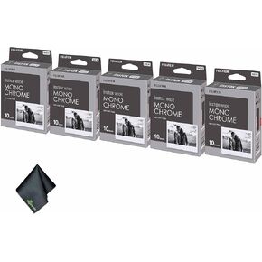 FUJIFILM INSTAX Wide Monochrome Instant Film (50 Exposures) + Microfiber Cleaning Cloth