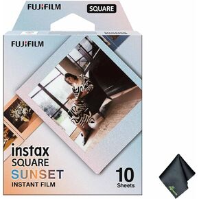 FUJIFILM INSTAX Square Sunset Instant Film (10 Exposures) + Microfiber Cleaning Cloth