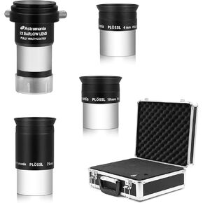 Astromania 1.25 Inch Telescope Eyepiece Case - Bundle with - Bundle with - 1.25-Inch Plossl Eyepieces(4mm, 10mm, 25mm) with 2X Barlow