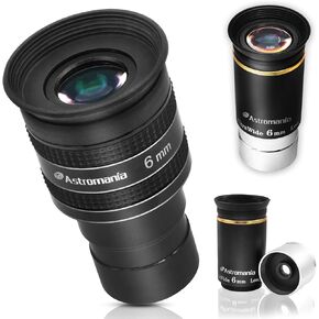 Astromania 1.25" 6mm 66-Degree Ultra Wide Angle Eyepiece - Bundle with - Telescope Eyepiece 6mm 58 Degree