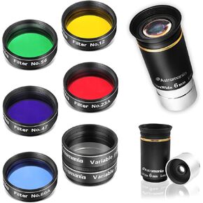 Astromania 1.25" 6mm 66-Degree Ultra Wide Angle Eyepiece - Bundle with - 1.25-Inch Filter Set(6 Pieces)
