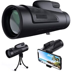 Telescope 12x50 Monocular Telescope for Adults HD High Power Bak4 Prism Monocular Waterproof Monocular Scope with Smartphone Adapter Tripod for Birdwatching Hiking Camping Seeing
