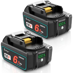 Waitley 2Pack 18V 6.0AH استبدال البطارية متوافقة مع Makita BL1860B BL1860 BL1850B BL1850 BL1840 BL1830 LITHIUM-IONY COLDALL