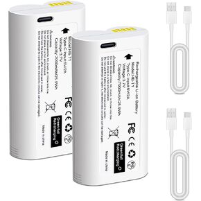2 Pack 7000mAh Rechargeable Battery for WYZE Battery Cam Pro Camera Outdoor, 7000mAh High Capacity, USB-C Charging Port, Status Light, Equipped with USB-C Cable
