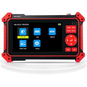 CCTV Camera Tester, WANLUTECH 8MP TVI CVI AHD CVBS Analog Camera Tester 5 inches Screen UTP Cable Test HDMI VGA RS485 PTZ Control Audio Test 12V Power Output