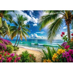Dudaacvt 7x5ft Summer Hawaiian Beach Photography Backdrop Tropical Flower Palm Leaves Background for Luau Aloha Party Decoration Banner Photo Booths