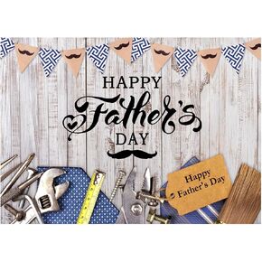 WOLADA 7x5FT Happy Father's Day Photo Backdrop White Wooden Backdrop Father's Day Banner Best Dad Backdrop Father's Day Family Theme Party Photography Backdrop Father's Day Photography Backdrop 12568