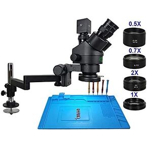 Microscope 1P 3.5-90X Rotate Universal Arm Stand Trinocular Stereo Continus Zoom Microscope HDMI VGA Camera Phone Soldering Repair Tool (Color : 1P White) (1p Black)