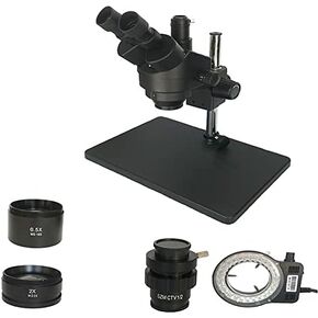 Russia 7-45X 3.5X-90X Trinocular Stereo Zoom Big Table Stand Microscope with 0.5X 2.0X Auxiliary Objective Lens Tools (Color : 7X 45X White) (3.5X 90x Ctv0.5 Bk)