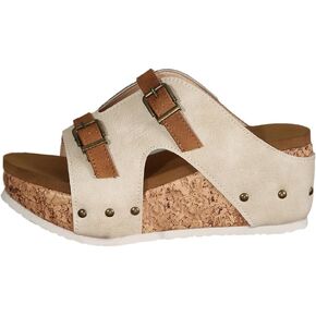 Women Wedge Sandals 2025 Cork Footbed Sandals Open Toe Buckle Band Platform Wedges Casual Summer Dressy Shoes