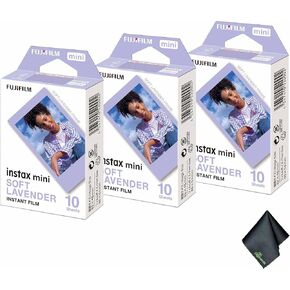 FUJIFILM INSTAX MINI Soft Lavender Instant Film (30 Exposures) + Microfiber Cleaning Cloth