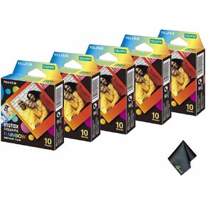 Fujifilm Instax Square Rainbow Form (50 عرضًا) + قطعة قماش تنظيف الألياف الدقيقة