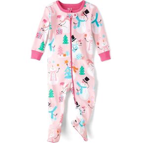 The Children's Place Baby Girls 'and Toddler Long Long Cotton zip-zip-pront one oned pajama pajama