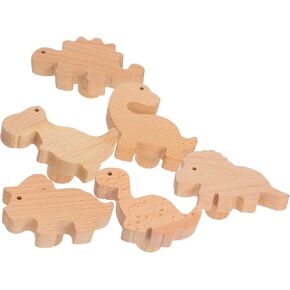 6set Wooden Dinosaur Drawer Pulls for Nursery Dressers Adorable Knobs with Included Screws and Adhesive Charming Cabinet Handles for Boy Girl Rooms