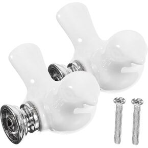 Ceramic Handle Bird Illustration Modern Knobs for Cabinet Easy to Install