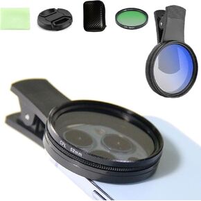 Allalonga 52mm Clip-0n CPL Phone Cameralens Filter Kit, Circular Polarizerpolarizing Filter Compatible with Mostcell Phones, Allalonga Camera Lens Filter for iPhone (1PCS)