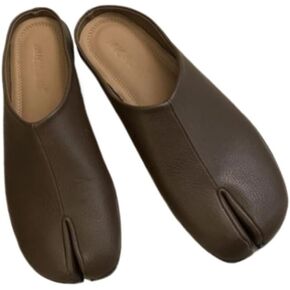 Split Toe Tabi Shoes Women Mules Slip on Loafers Casual House Slippers Office Business Retro Trendy Lightweight Leather Round Toes Non Slip Platform Dressy Backless Tennis Shoes Comfort Walking Slides