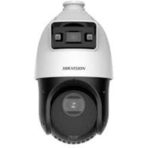 Hikvision TandemVu 4MP 25X Zoom IP PoE PTZ with Dual Lens ColorVu 4MP 2.8mm Fixed Lens Bullet 90FT White Light and 25X 4.8-120mm Lens Outdoor PTZ Camera 300FT IR Distance with Wall Mount Bracket