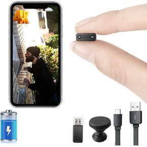 【Free 64G】Smallest Wireless WiFi Spy Camera,Battery Life 1.5 Hours,Portable Security Camera with HD4K Video Recording Live Feed,Baby Monitor, Upgrade Night Vision,Motion Detection,Remote Viewing
