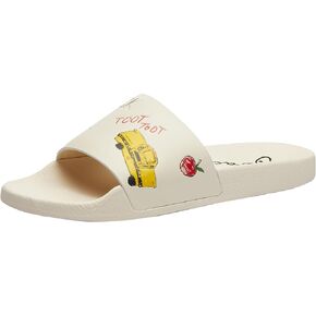 Coach Women's Udele Sport Slide with Sketch Print Platform, Charcoal/Black, 7