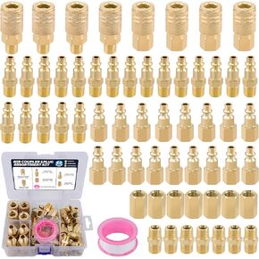 Air Coupler & Plug Kit,60Pcs 1/4 Inch NPT Air Tool Fittings Set,Quick Connect Air Hose Fittings Air Compressor Accessories