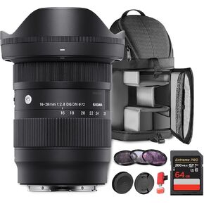 Sigma 16-28mm f/2.8 DG DN Contemporary Lens Sony E (MFR Part # 205965) Bundle. Ideal for Professional Portraits Weddings Indoor/Outdoor Adventure, Wildlife, Travel and Photography use + Accessories