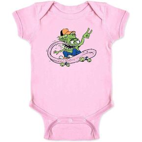Pop Threads Skateboard Monster Retro Cool Funny Infant Baby Boy Girl Bodysuit