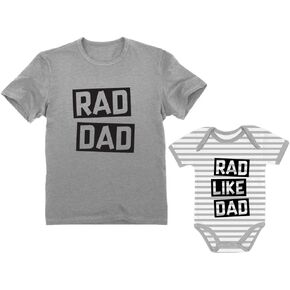 Tstars Rad Dad - Rad Like Dad Father Shirt & Son Bodysuit Funny Dad & Me Matching Set