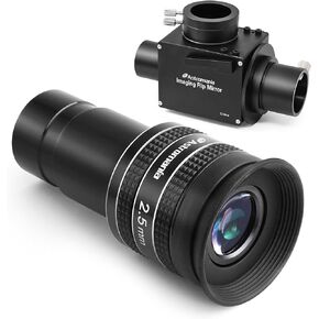 Astromania 1.25" Flip Mirror - Bundle with - Telescope Eyepiece 2.5mm Wide Angle 58 Degree