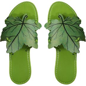 Verdusa Women's Leaf PU Leather Flip Flops Open Toe Slip on Slides Flat Thong Sandals in Saudi Arabia