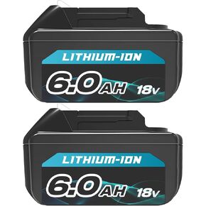 18V Battery 6Ah Compatible with Makita 18 Volt Lithium-Ion Battery, Compatible with BL1830B 1840B 1850B 1860B DC18RC DC18SD Chargers, Replacement for Makita 18V Cordless Power Tools(2pack)