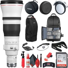 Canon RF 600mm f/4L is USM Lens (5054C002) + Backpack + 64GB Card + Card Reader + Flex Tripod + Memory Wallet + Cap Keeper + Cleaning Kit + Hand Strap + More (Renewed)