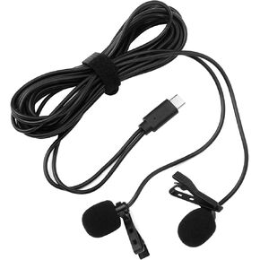 aqxreight Mini Double Lavalier TYPEC Omnidirectional Microphone for Interviews and Recording