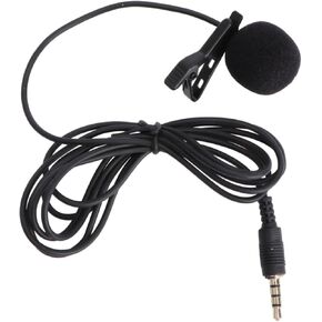 Mini Metal Wired Lapel Mic Portable Clip Condenser Microphone for Mobile Phones Cameras and Laptops Rotary Clip for Video Meetings and Recording Black