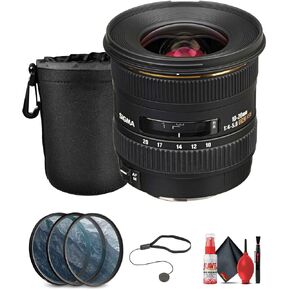 Sigma 10-20mm F4-5.6 EX DC HSM Canon Lens Bundle with Pouch و Filter Kit و Cleaning Kit و Lens Cap Keeper