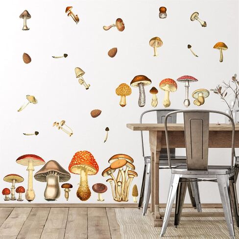 Vintage Mushroom Wall Decals - Peel & Stick Retro Mushroom Wall Stickers - Large, Colorful, Removable for Kids Room & Nursery Decor in Kuwait