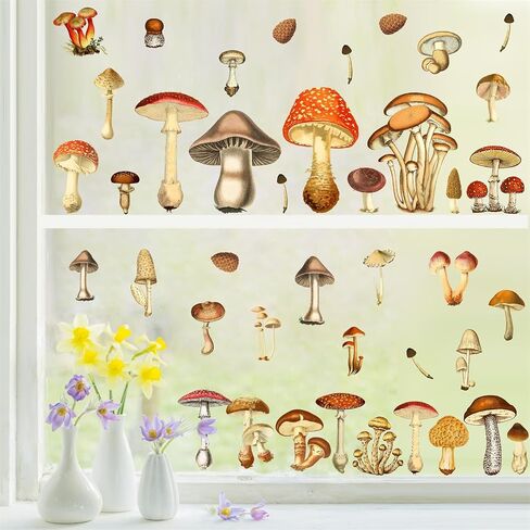Vintage Mushroom Wall Decals - Peel & Stick Retro Mushroom Wall Stickers - Large, Colorful, Removable for Kids Room & Nursery Decor in Kuwait