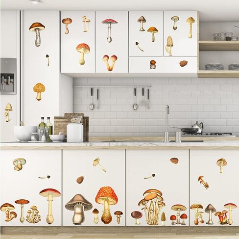 Vintage Mushroom Wall Decals - Peel & Stick Retro Mushroom Wall Stickers - Large, Colorful, Removable for Kids Room & Nursery Decor in Kuwait