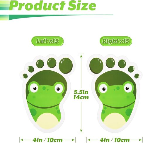 15-Pairs Cartoon Animals Guide Self-Adhesive Footprints Stickers Floor Decals for Room Party Nursery Floor Stairs Decor (Frog) in Saudi Arabia