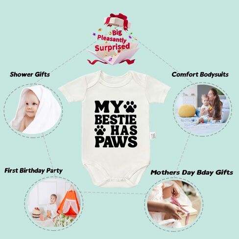 My Bestie Has Paws Bodysuit, Gender Neutral Baby Clothes, Newborn Boy Outfits, Boys Girls Short Sleeve Jumpsuit in Saudi Arabia
