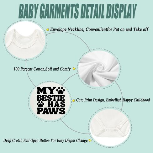 My Bestie Has Paws Bodysuit, Gender Neutral Baby Clothes, Newborn Boy Outfits, Boys Girls Short Sleeve Jumpsuit in Saudi Arabia