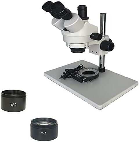 Russia 7-45X 3.5X-90X Trinocular Stereo Zoom Big Table Stand Microscope with 0.5X 2.0X Auxiliary Objective Lens Tools (Color : 7X 45X White) (3.5X 90x Ctv0.5 Bk) in Saudi Arabia