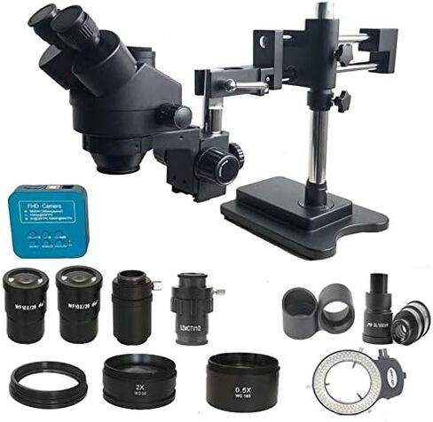 Microscope 3.5X-90X Double Boom Zoom Simul Focal trinocular Stereo Microscope 38MP HDMI USB SMD microscopio Camera Phone PCB Repair Tools (Color : 3.5X 90X BK 38MP) (3.5X 180X BK) in Saudi Arabia