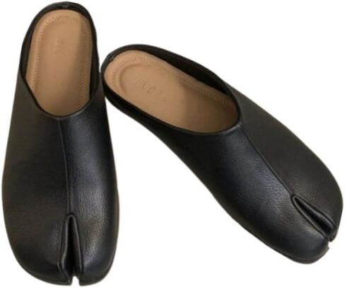 Split Toe Tabi Shoes Women Mules Slip on Loafers Casual House Slippers Office Business Retro Trendy Lightweight Leather Round Toes Non Slip Platform Dressy Backless Tennis Shoes Comfort Walking Slides in Saudi Arabia