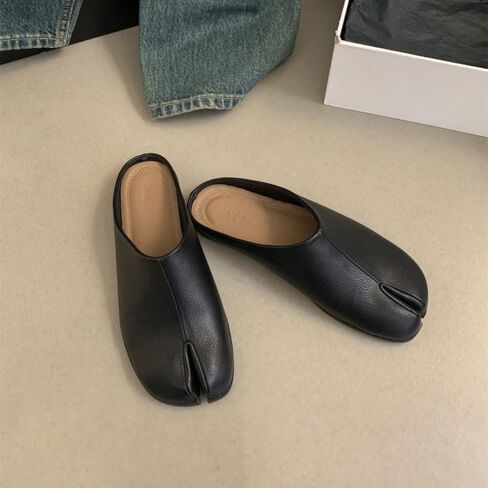 Split Toe Tabi Shoes Women Mules Slip on Loafers Casual House Slippers Office Business Retro Trendy Lightweight Leather Round Toes Non Slip Platform Dressy Backless Tennis Shoes Comfort Walking Slides in Saudi Arabia