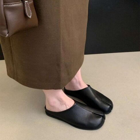 Split Toe Tabi Shoes Women Mules Slip on Loafers Casual House Slippers Office Business Retro Trendy Lightweight Leather Round Toes Non Slip Platform Dressy Backless Tennis Shoes Comfort Walking Slides in Saudi Arabia